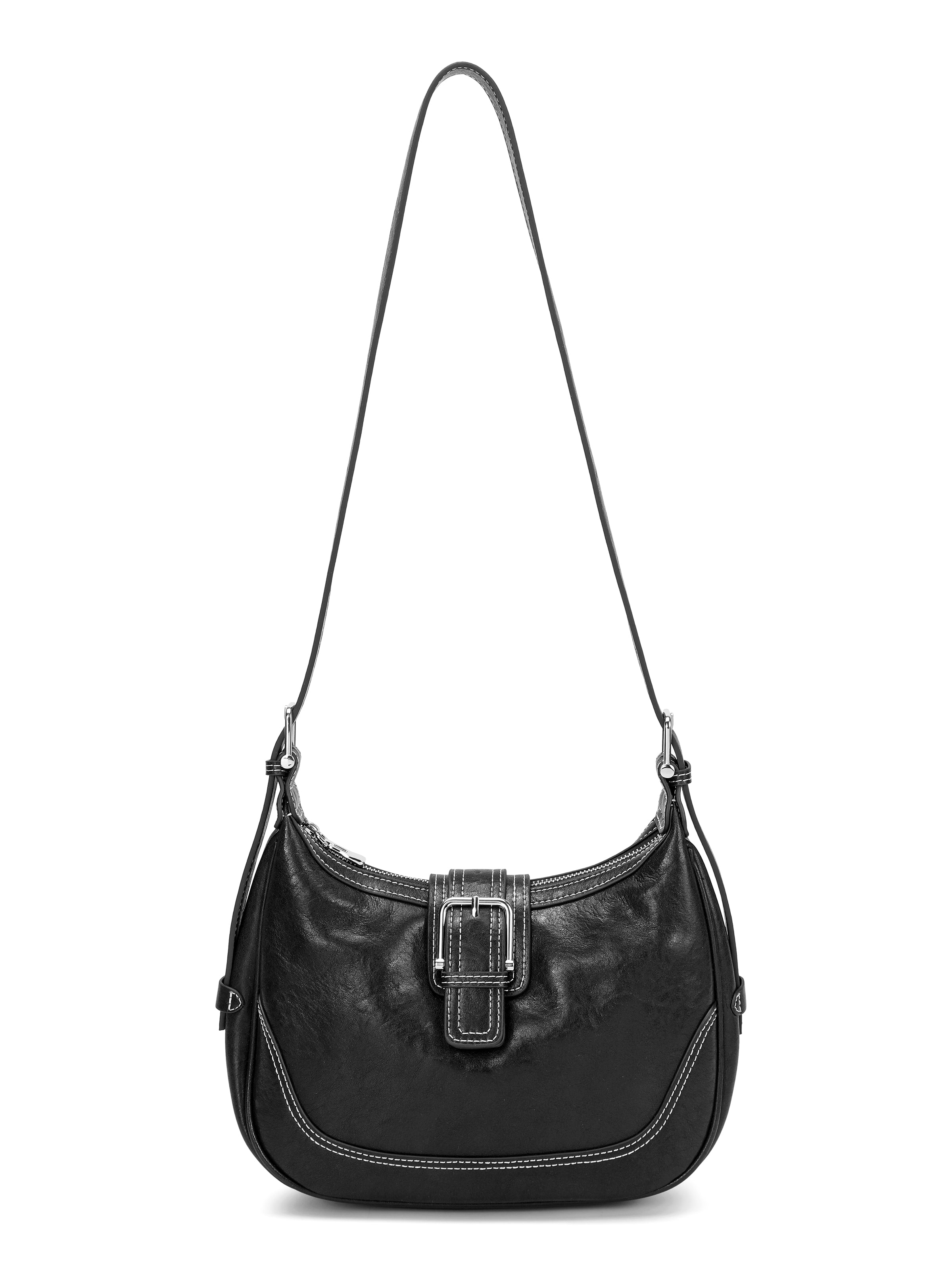 The Harper Saddle Buckle Bag – Vintage Leather in Black
