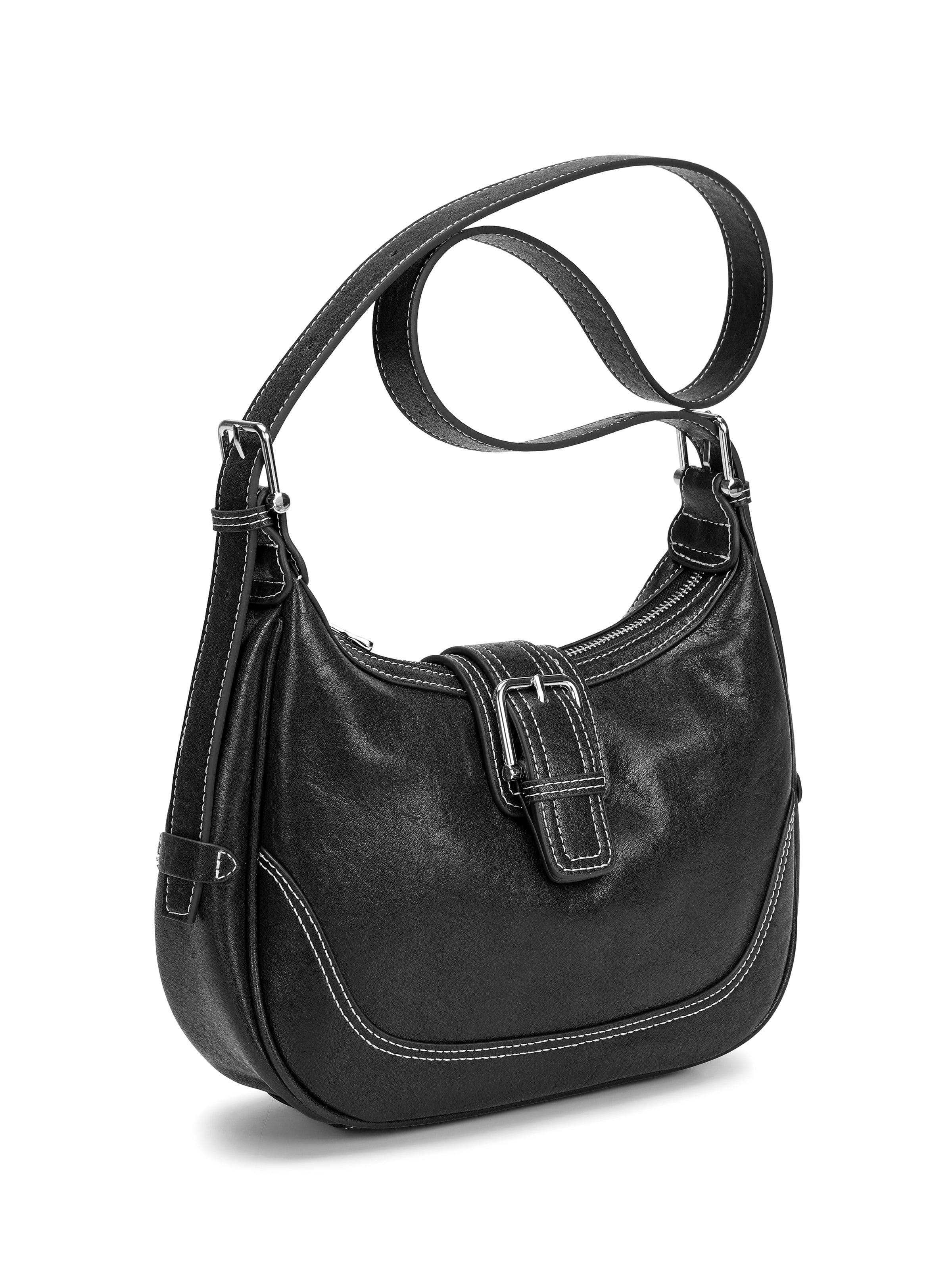 The Harper Saddle Buckle Bag – Vintage Leather in Black