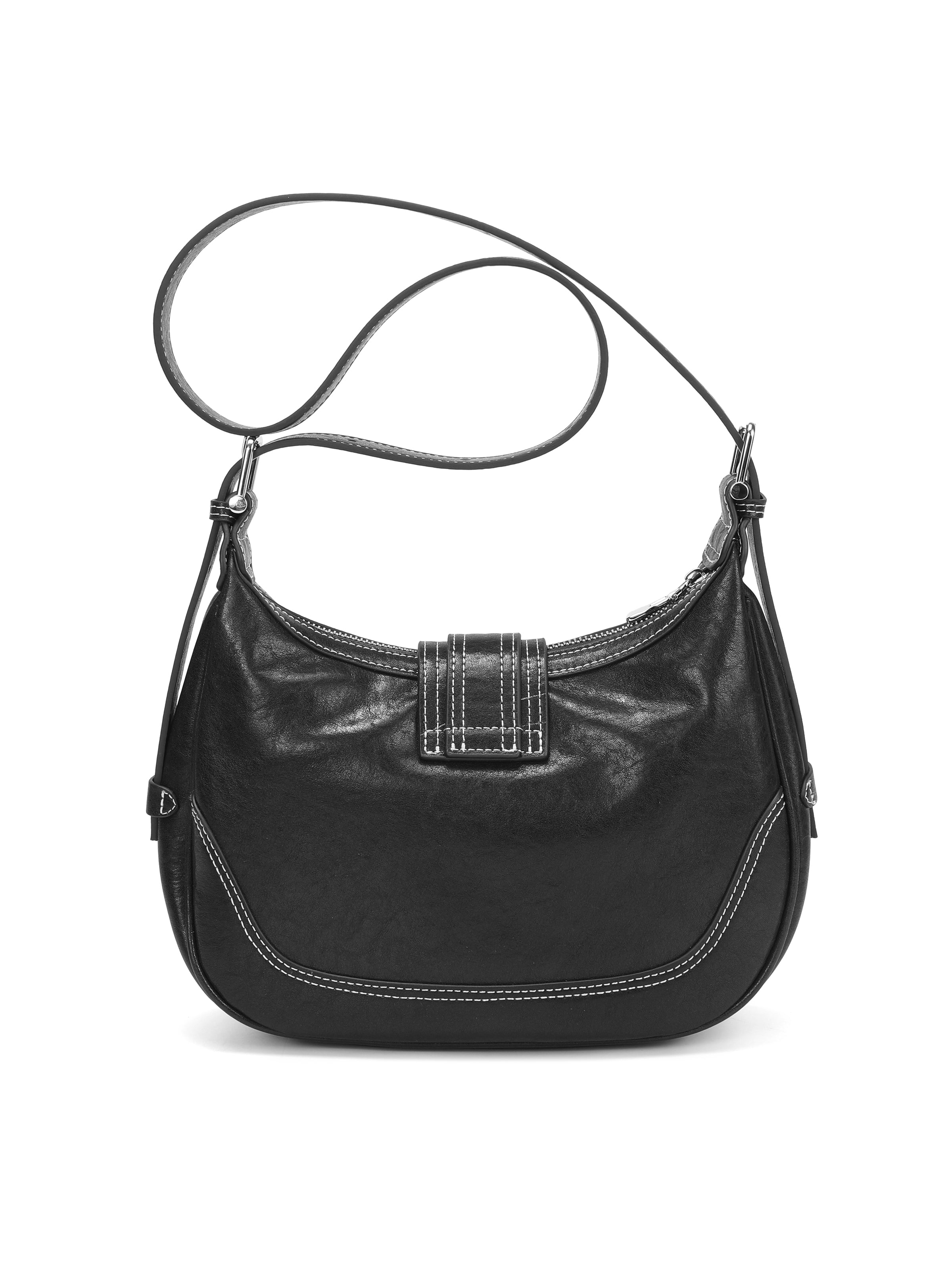 The Harper Saddle Buckle Bag – Vintage Leather in Black
