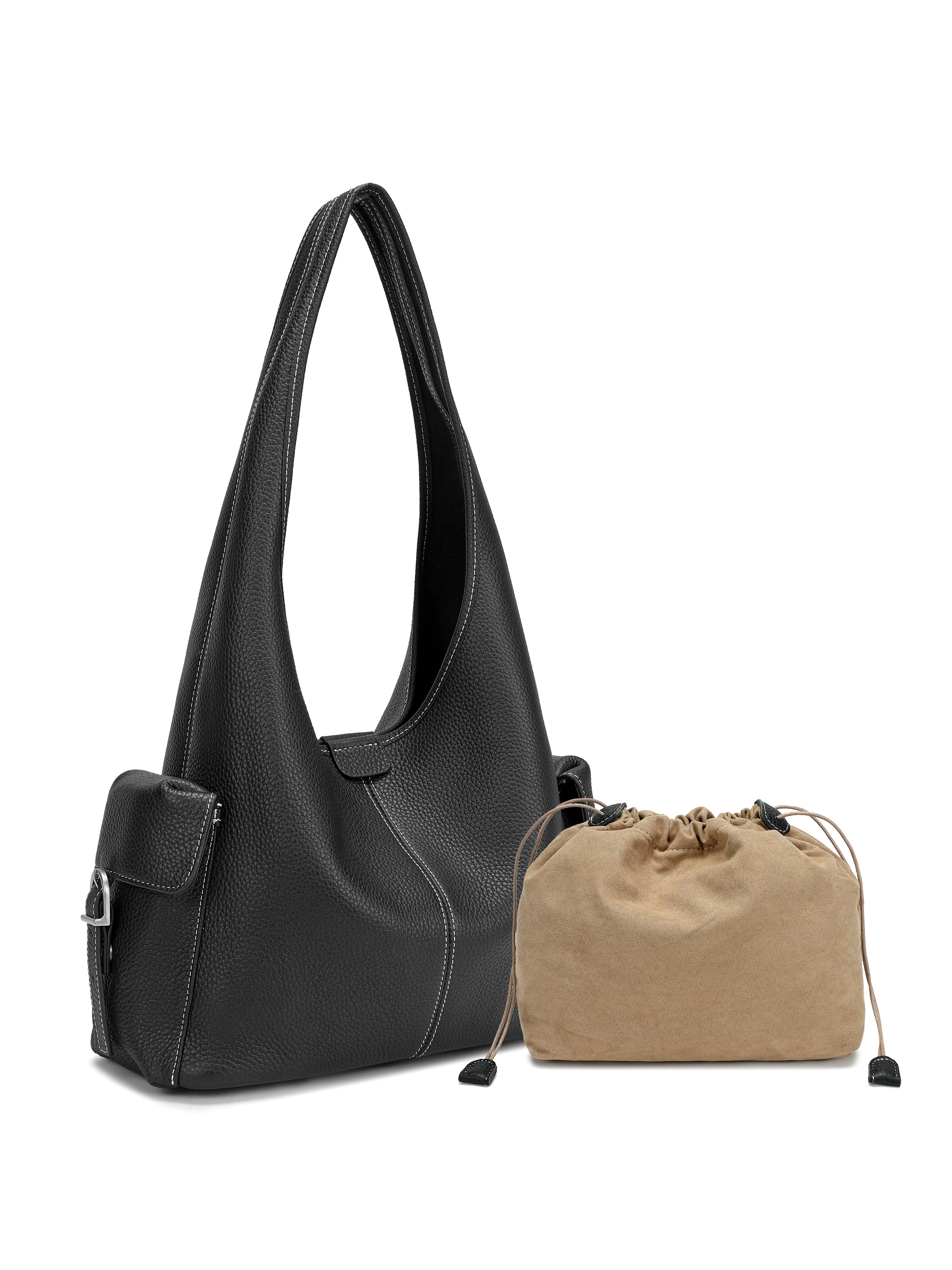 The Marais Pocket Hobo – Pebbled Leather Shoulder Bag
