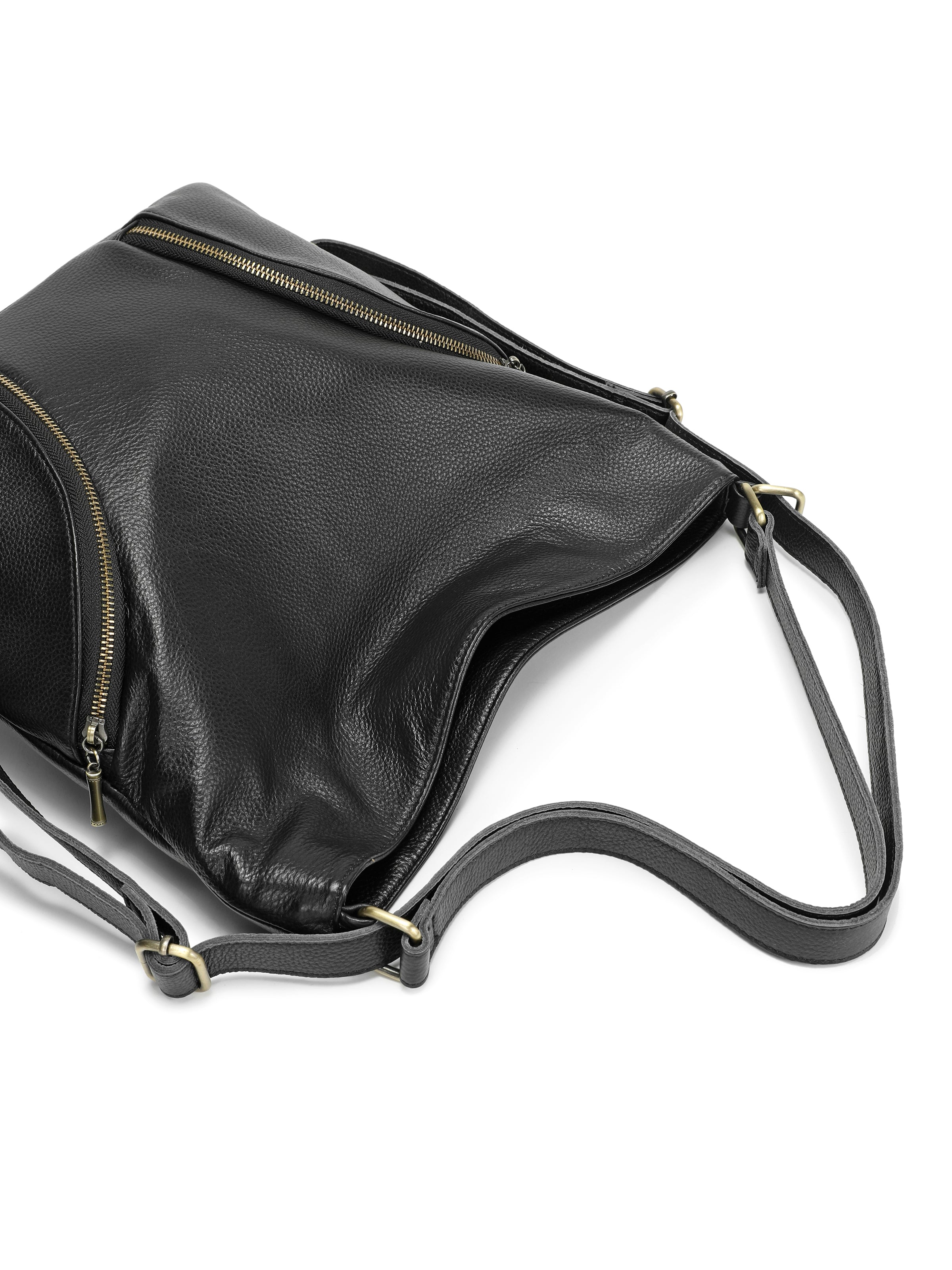 Sandra - Slouch Leather Hobo Shoulder Bag