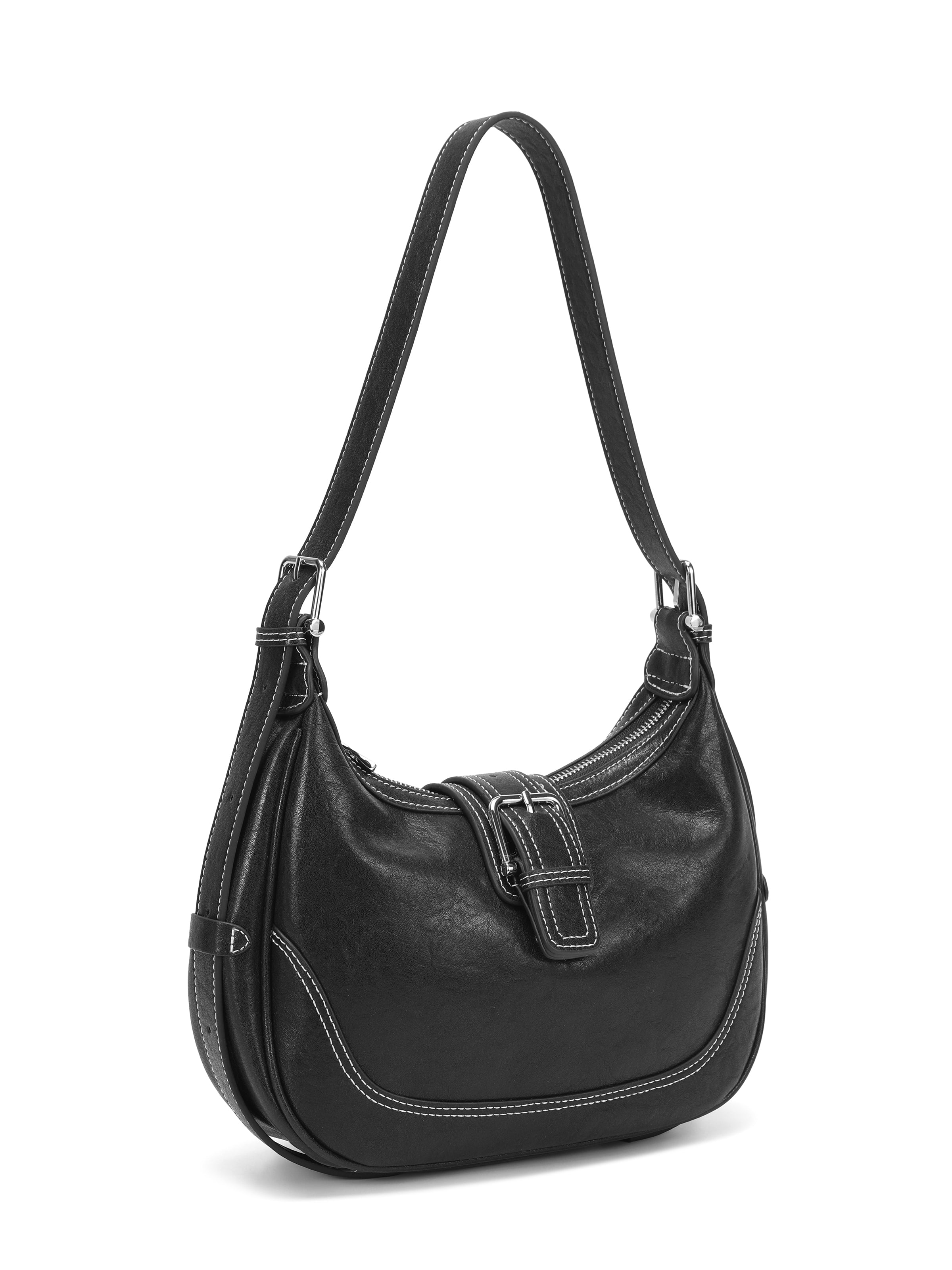 The Harper Saddle Buckle Bag – Vintage Leather in Black
