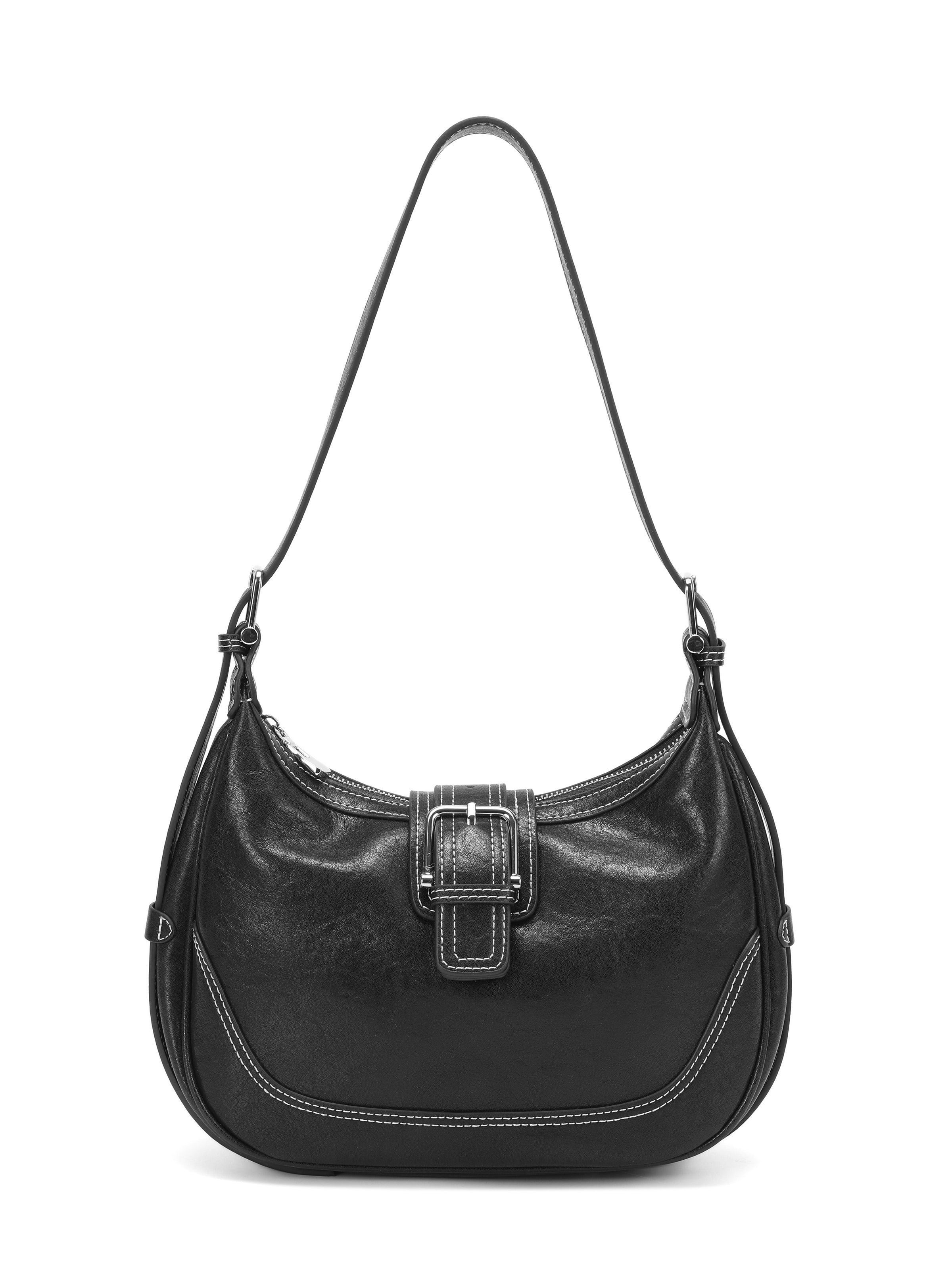 The Harper Saddle Buckle Bag – Vintage Leather in Black