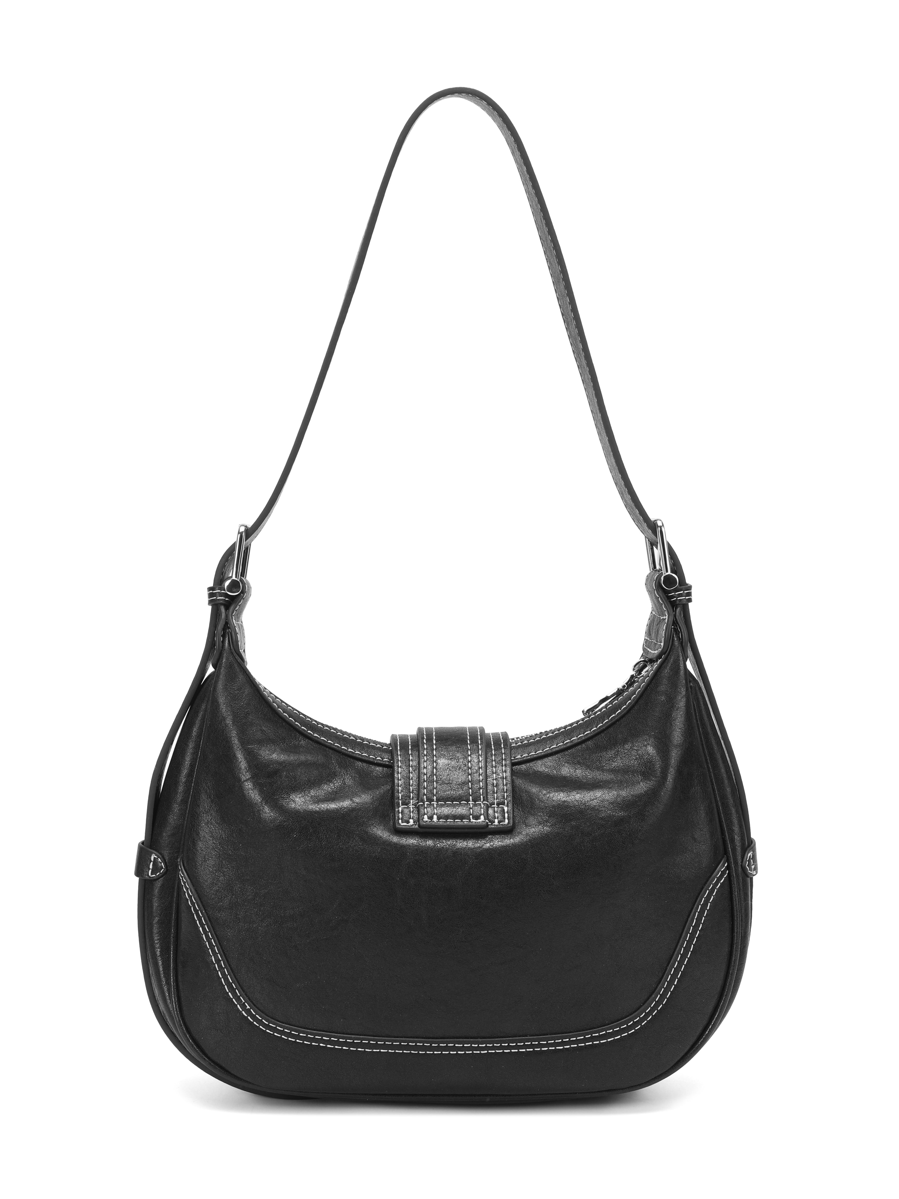 The Harper Saddle Buckle Bag – Vintage Leather in Black
