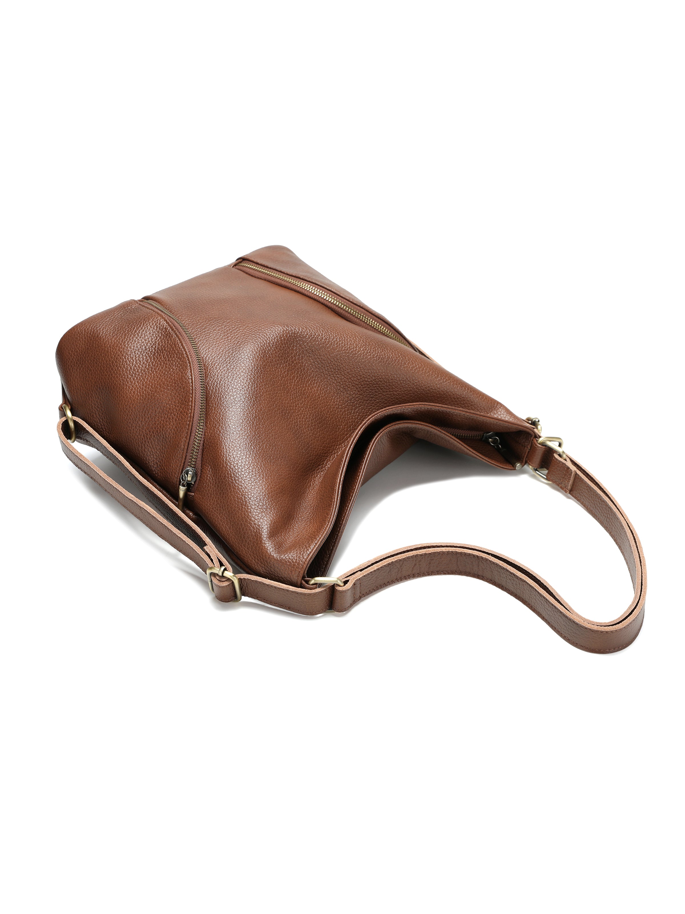 Sandra - Slouchy Leather Hobo Shoulder Bag