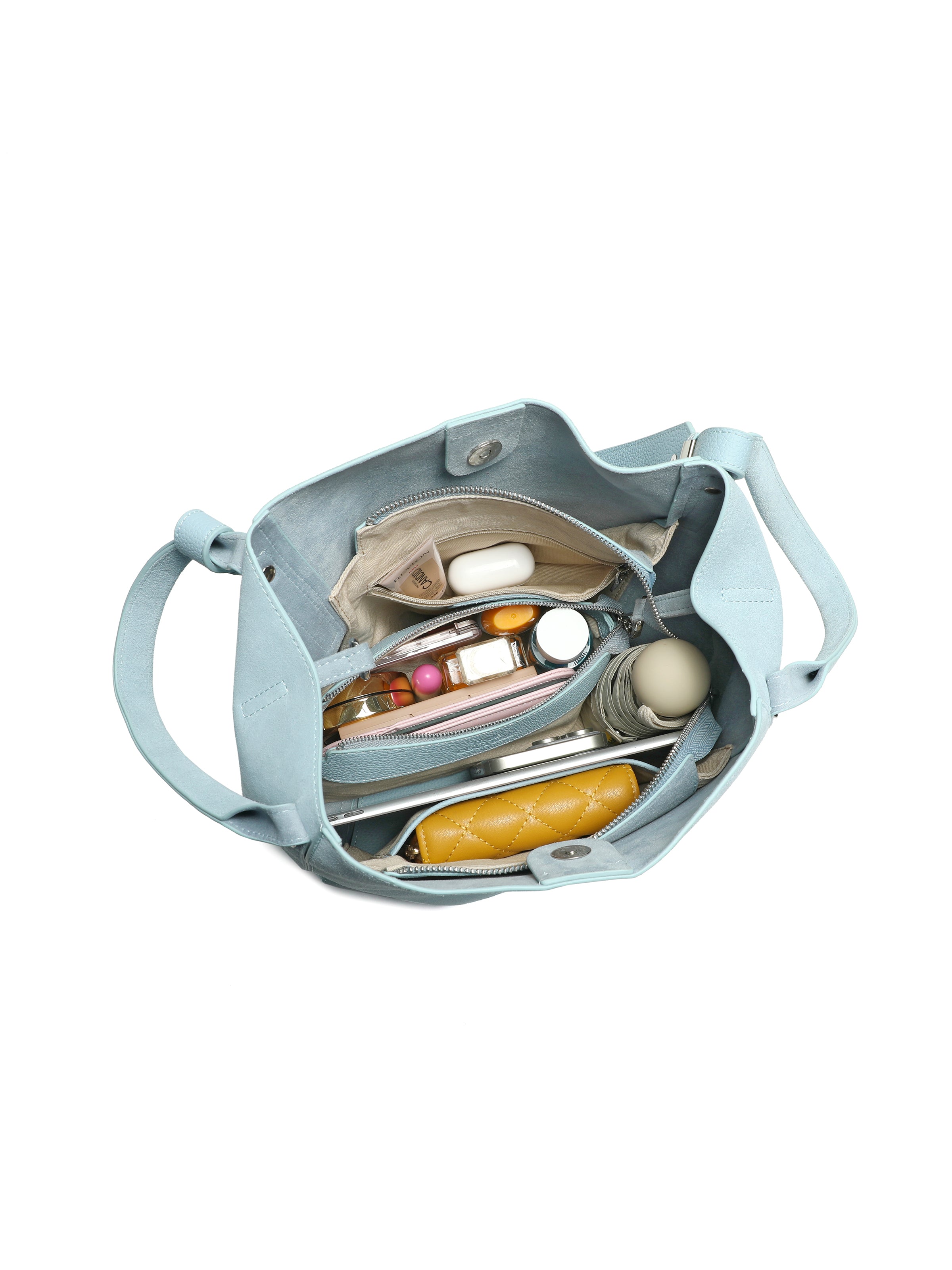 Waymark Baby Blue Suede Bag - The Essential tote