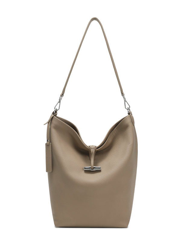 The Solenne Soft Hobo – Pebbled Leather Shoulder Bag in Nude