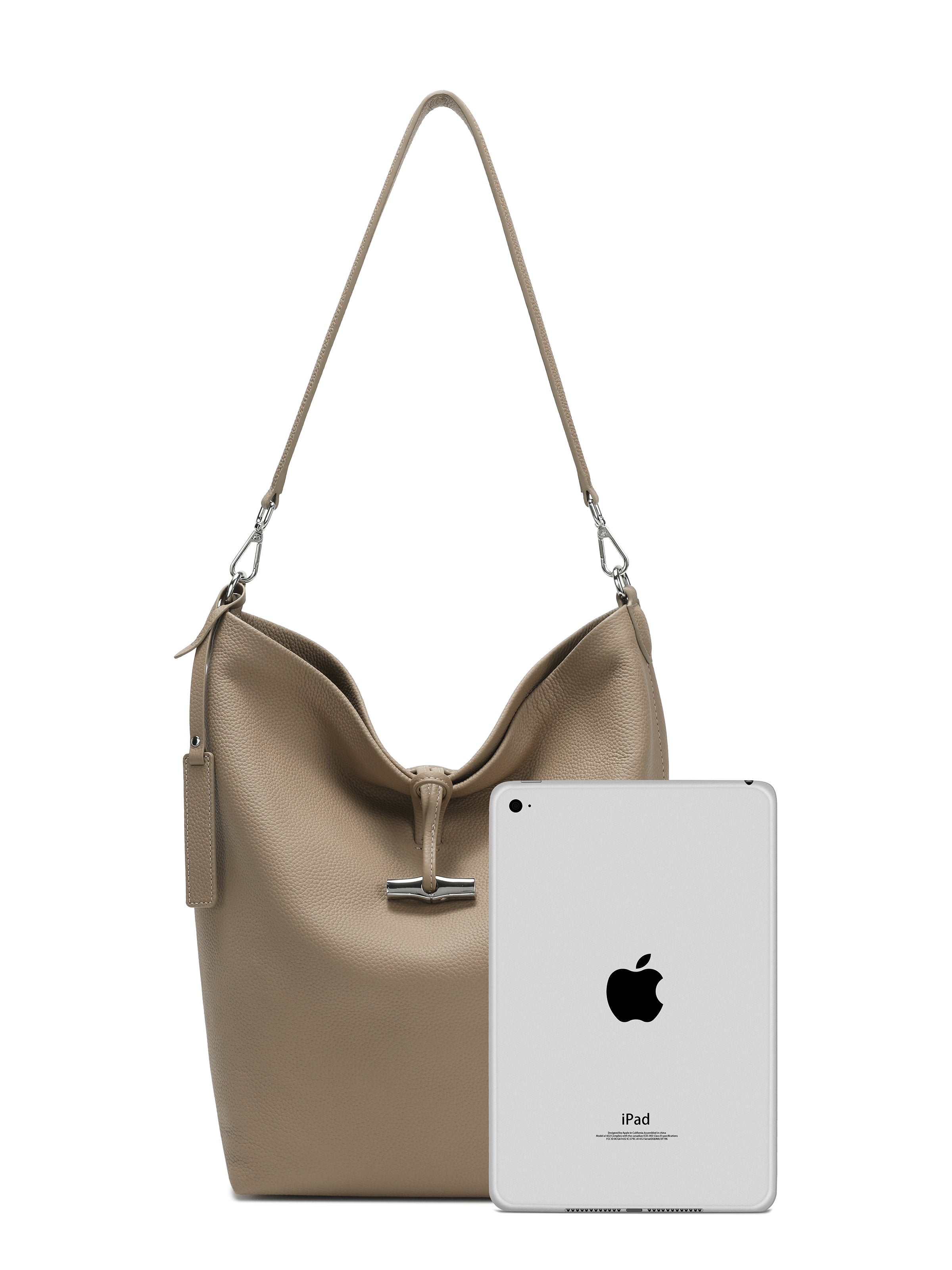 The Solenne Soft Hobo – Pebbled Leather Shoulder Bag in Nude