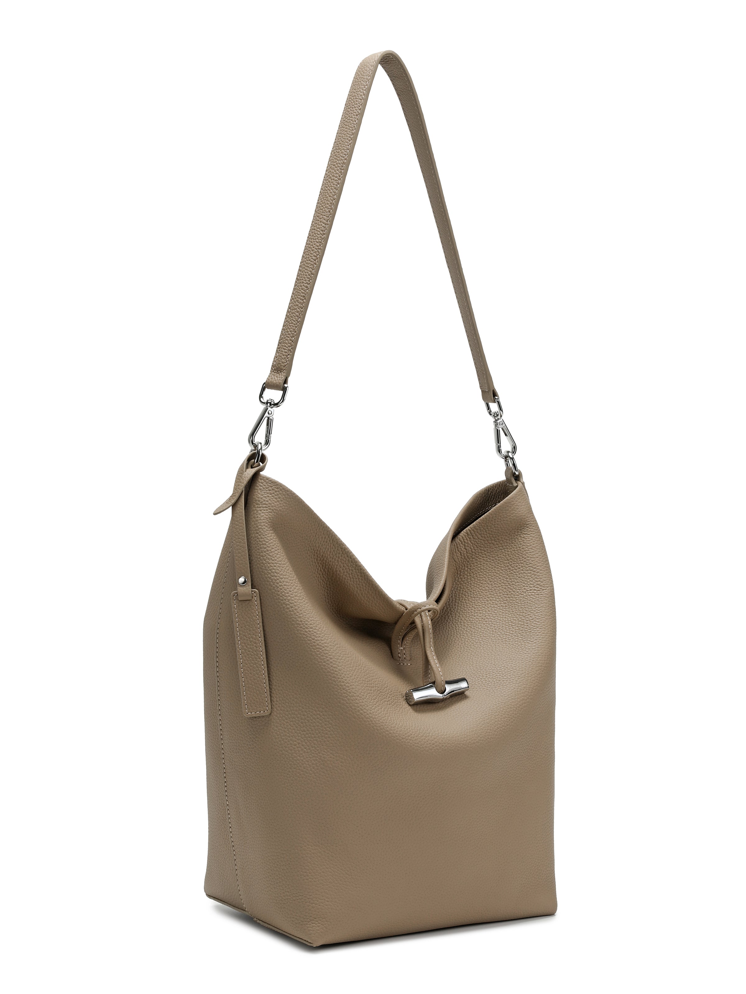 The Solenne Soft Hobo – Pebbled Leather Shoulder Bag in Nude