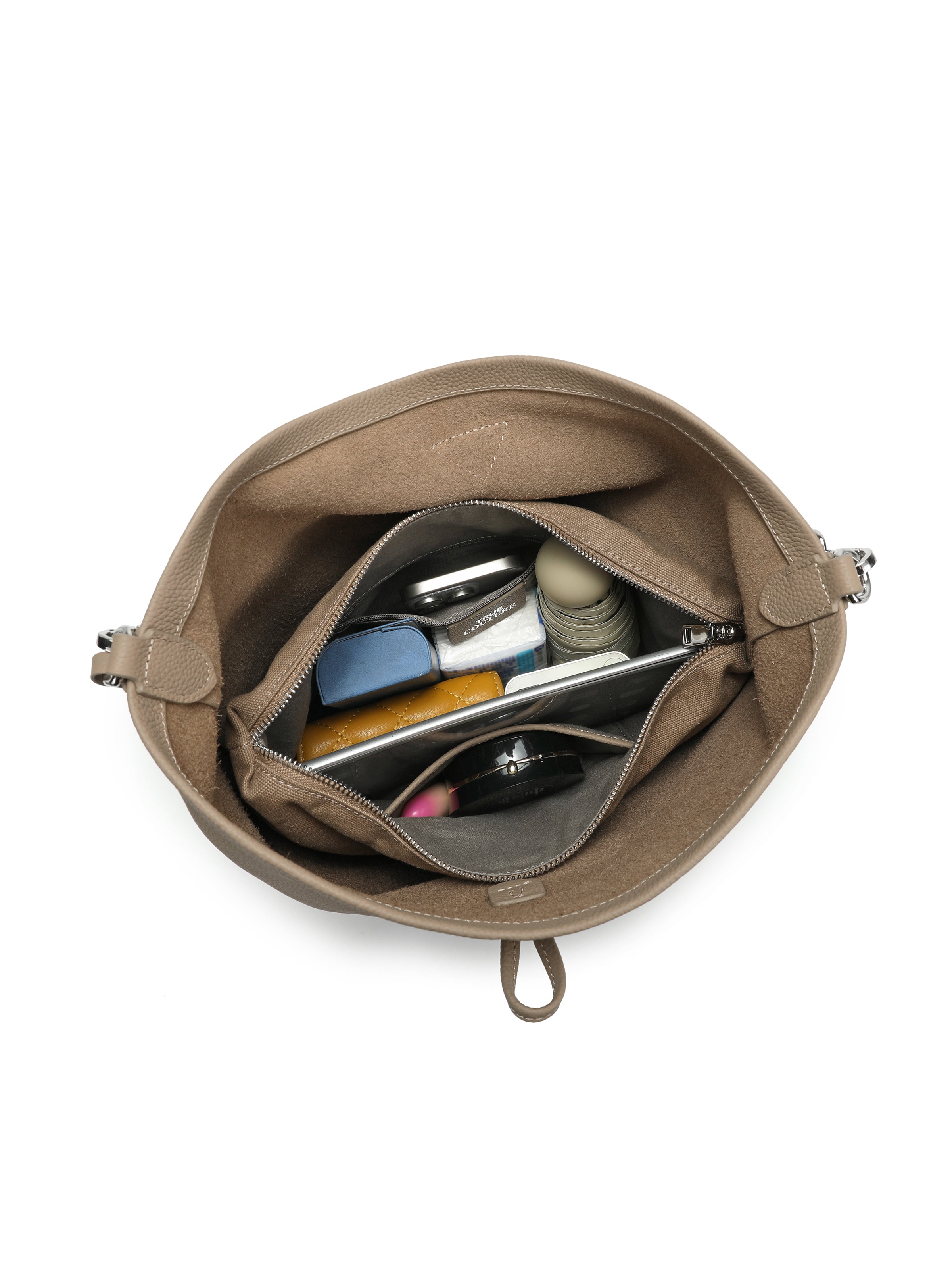 The Solenne Soft Hobo – Pebbled Leather Shoulder Bag in Nude